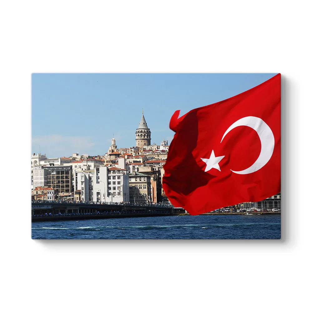 Galata Kulesi Türk Bayrağı Tablosu - Model 1